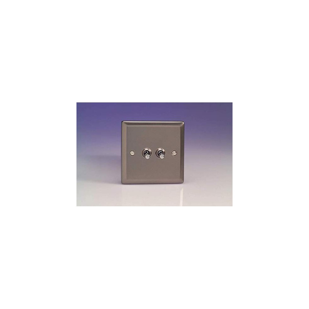 Varilight Xrt2 Toggle Switches Pewter Effect 2 Gang 5021575730968