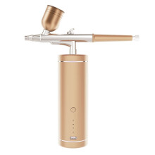 (Gold) Rechargeable Airbrush Compressor Kit Air Brush Sprayer Gun Water Oxygen Injection For Nail Art Tattoo Craft Cake Makeup Painting