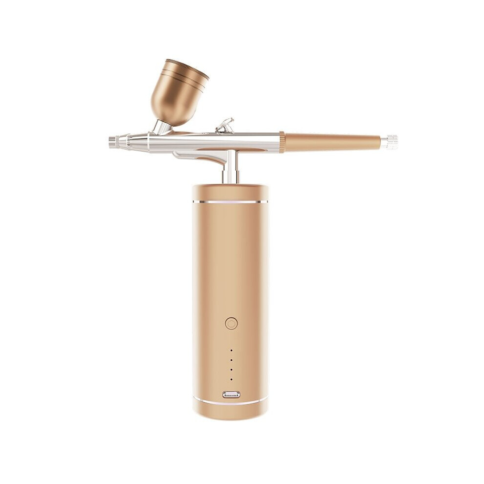(Gold) Rechargeable Airbrush Compressor Kit Air Brush Sprayer Gun Water Oxygen Injection For Nail Art Tattoo Craft Cake Makeup Painting 5056668866613