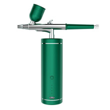 (Green) Rechargeable Airbrush Compressor Kit Air Brush Sprayer Gun Water Oxygen Injection For Nail Art Tattoo Craft Cake Makeup Painting