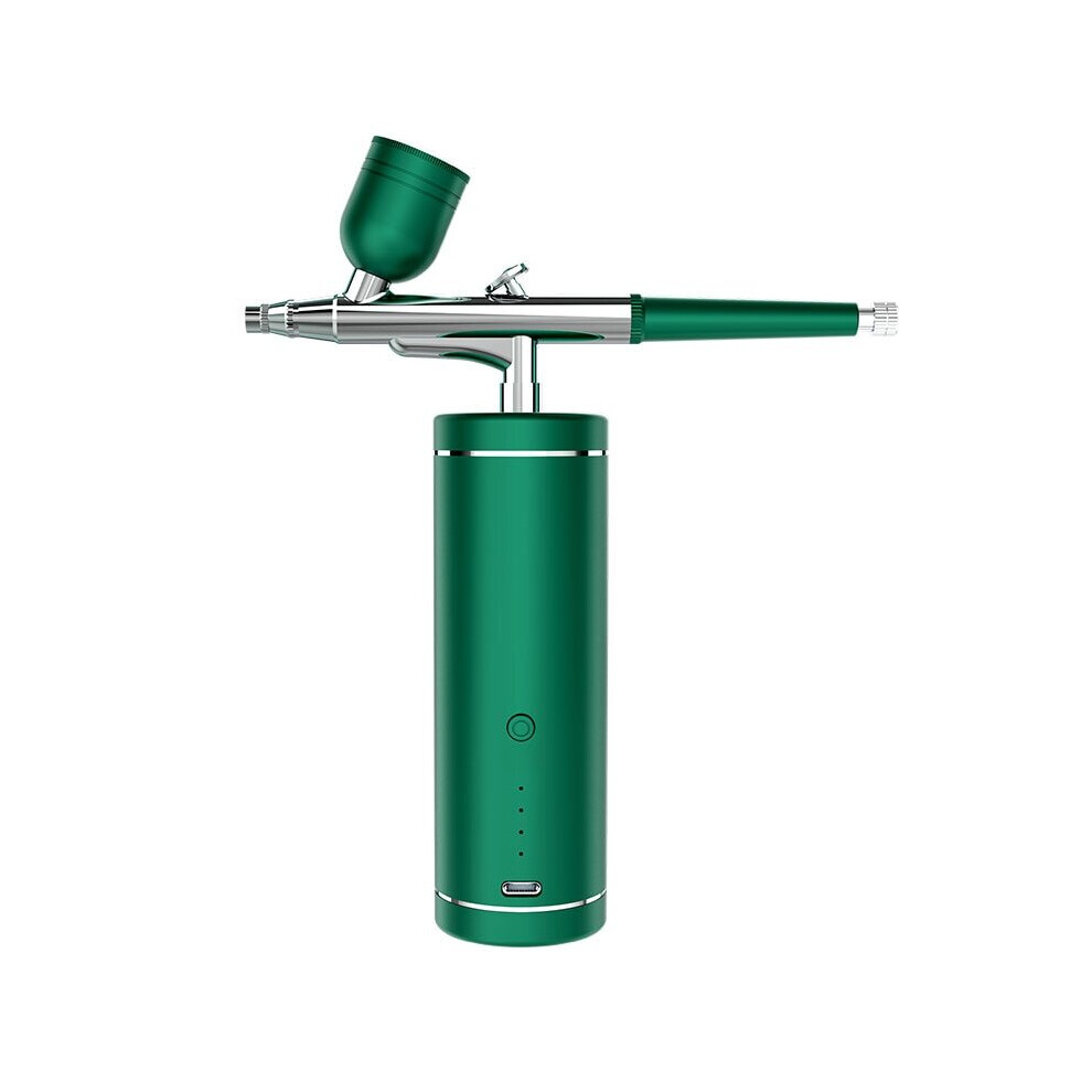 (Green) Rechargeable Airbrush Compressor Kit Air Brush Sprayer Gun Water Oxygen Injection For Nail Art Tattoo Craft Cake Makeup Painting 5056668866644
