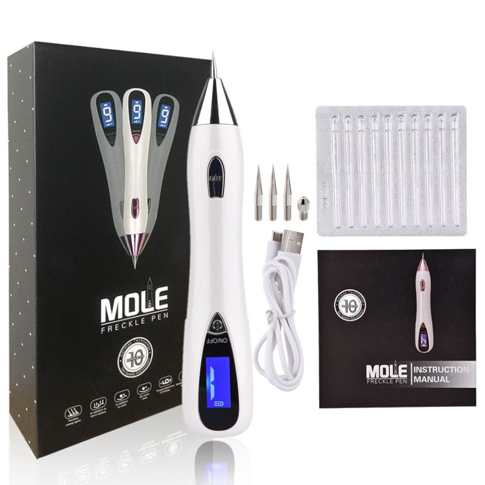 (Silver) Laser Mole Removal Pen Wart Plasma Remover Tool Beauty Skin Care Corn Freckle Tag Nevus Dark Age Sweep Spot Tattoo Electric Set