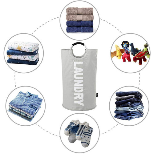 (Silver) ASAB Large Collapsible Washing Laundry Basket 82L 2