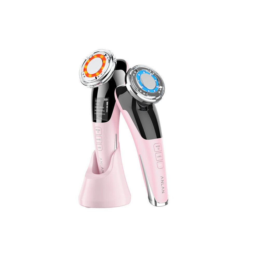 Hcsc Pink/Light () Ems Facial Massager Led Therapy Sonic Vibration Wrinkle Removal Skin Tightening Hot Cool Treatment Skin Care Beauty Device