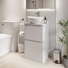 Bathroom Cloakroom Vanity Unit Wash Storage Cabinet Countertop Basin White 500mm