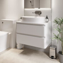Bathroom Cloakroom Vanity Unit Wall Mounted Countertop Basin White Gloss 800mm