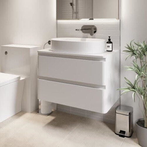 Bathroom Cloakroom Vanity Unit Wall Mounted Countertop Basin White Gloss 800mm