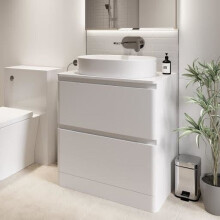 Bathroom Cloakroom Vanity Unit Wash 800mm Cabinet Drawers Storage White Gloss