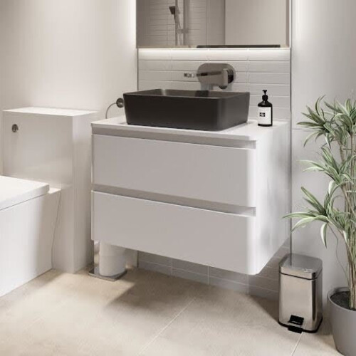 Bathroom Cloakroom Vanity Unit Wall Mounted Countertop Basin White Gloss 800mm