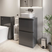 Bathroom Cloakroom Vanity Unit Wash Storage Cabinet Countertop Basin Grey 500mm