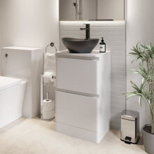 Bathroom Cloakroom Vanity Unit Wash Storage Cabinet Countertop Basin White 500mm