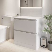 Bathroom Cloakroom Vanity Unit Wash Storage Cabinet Countertop Basin White 800mm