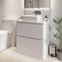 Bathroom Cloakroom Vanity Unit Wash Storage Cabinet Countertop Basin White 800mm