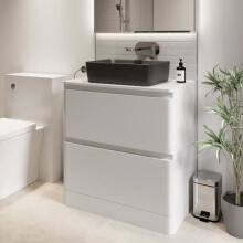 Bathroom Cloakroom Vanity Unit Wash Storage Cabinet Countertop Basin White 800mm