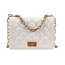 Solid Shoulder Bags Lattice Pattern Crossbody Bag Vintage Pu Leather Women Chain Purse With Diamond
