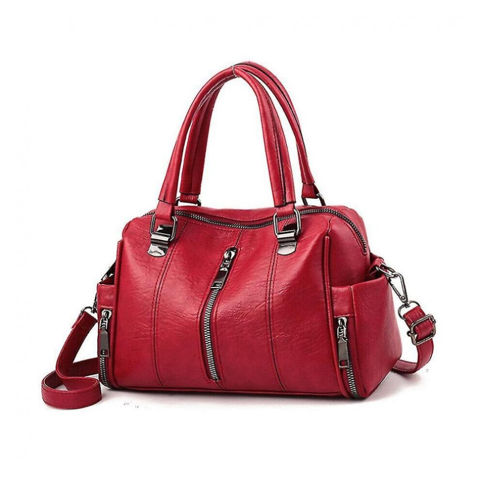 Soft Pu Leather Ladies Messenger Bag Female Boston Zippers Handbag Purse Casual Women Totes Single