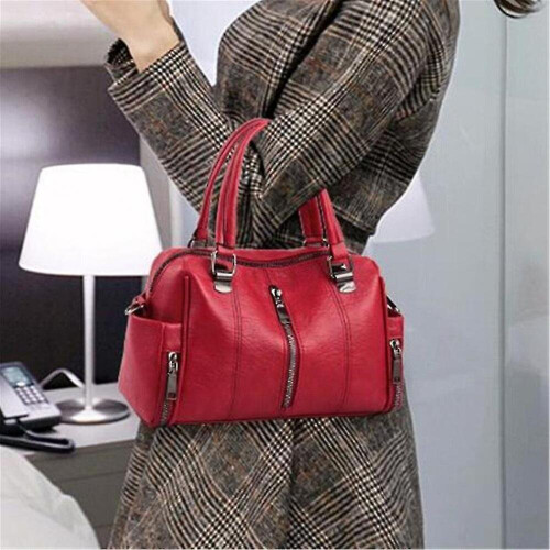 Soft Pu Leather Ladies Messenger Bag Female Boston Zippers Handbag Purse Casual Women Totes Single S 1