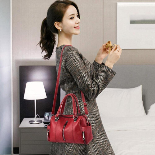 Soft Pu Leather Ladies Messenger Bag Female Boston Zippers Handbag Purse Casual Women Totes Single S 2