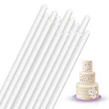 (12 Inch, 10) Cake Dowels - White Plastic - 8 Inch & 12 Inch - Various Pack Sizes