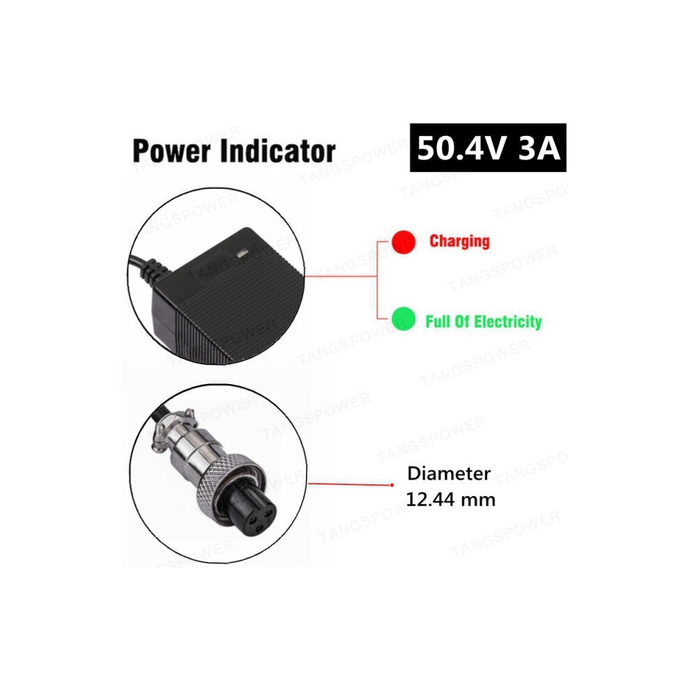 (3P Gx16, Uk) 50.4V 3A Lithium Battery Electric Bike Charger For 12S 44.4V Li-Ion Battery Pack E-Bike Charger High Quality Plug Eu/Us/Uk/Au 5056668801874
