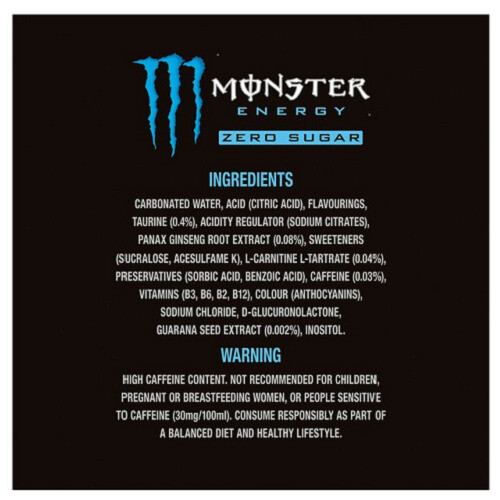 Monster Energy Absolutely Zero Energy Drink 12x500ml Best Before End