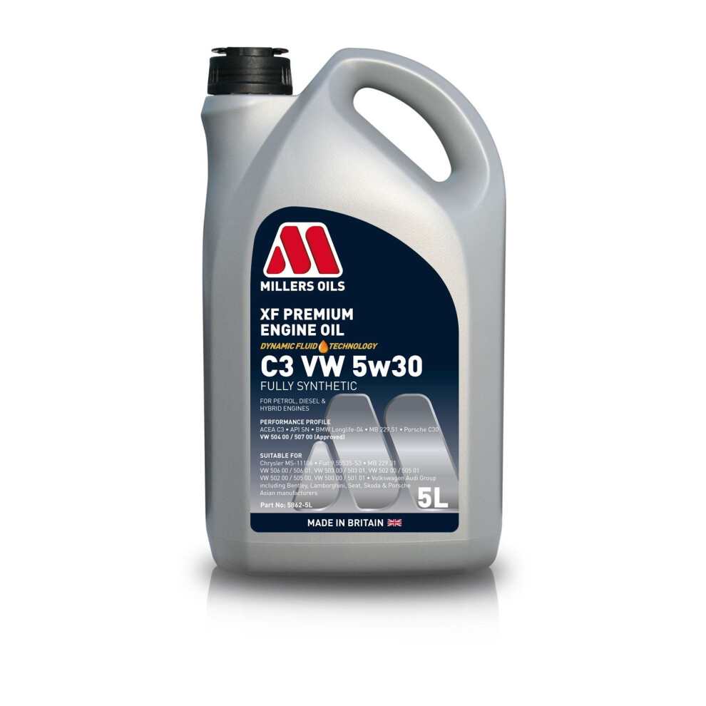 Millers Oils XF Premium C3 VW 5W30 Fully Synthetic DFT Engine Oil - 5 Litres