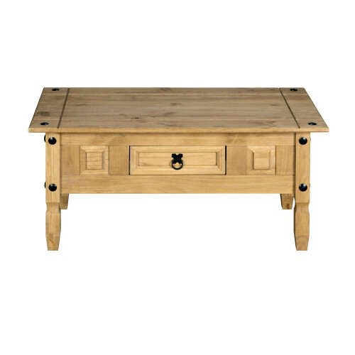 Corona Pine Coffee Table 1 Drawer Solid Wood Occasional Table on OnBuy