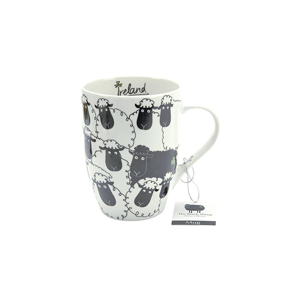 Ireland Black and White Sheep Porcelain Mug