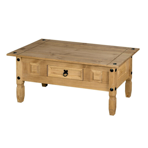Corona Pine Coffee Table 1 Drawer Solid Wood Occasional Table on OnBuy