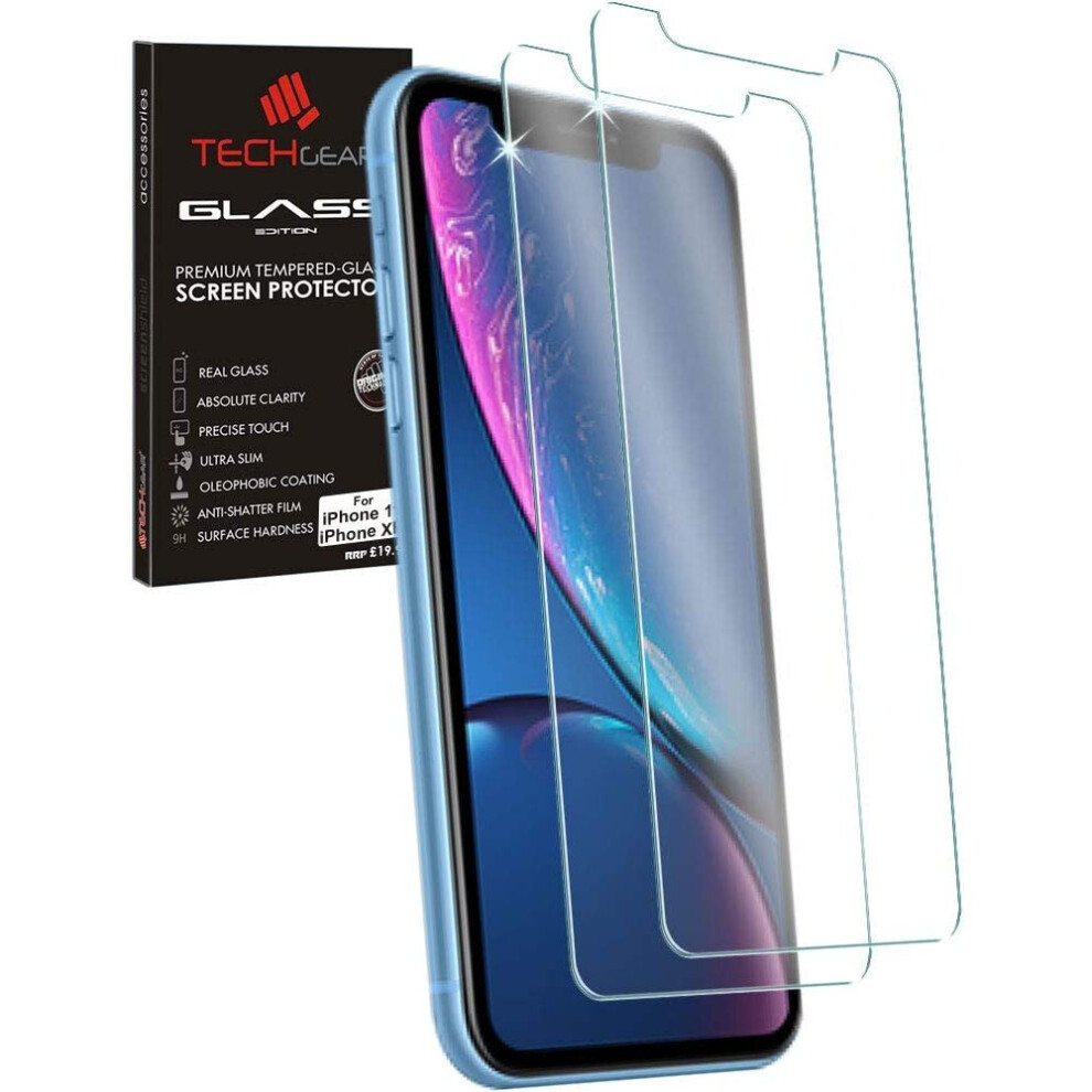 TECHGEAR [2 Pack Screen Protector for iPhone 11, iPhone XR, Genuine Tempered Glass Screen Protector Guard Covers Compatible with Apple iPhone 11 /