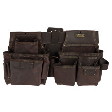 OX Tools Pro 4-teiliger Werkzeugg rtel f r Zimmerleute, Bau-Rig, Leder-Werkzeugg rtel mit zwei Taschen, Hammerhalter, Ma bandtasche, verstellbare