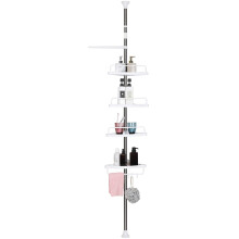 4TIER ADJUSTABLE BATHROOM SHOWER CORNER SHELF CADDY ORGANISER RACK TOWEL RAIL