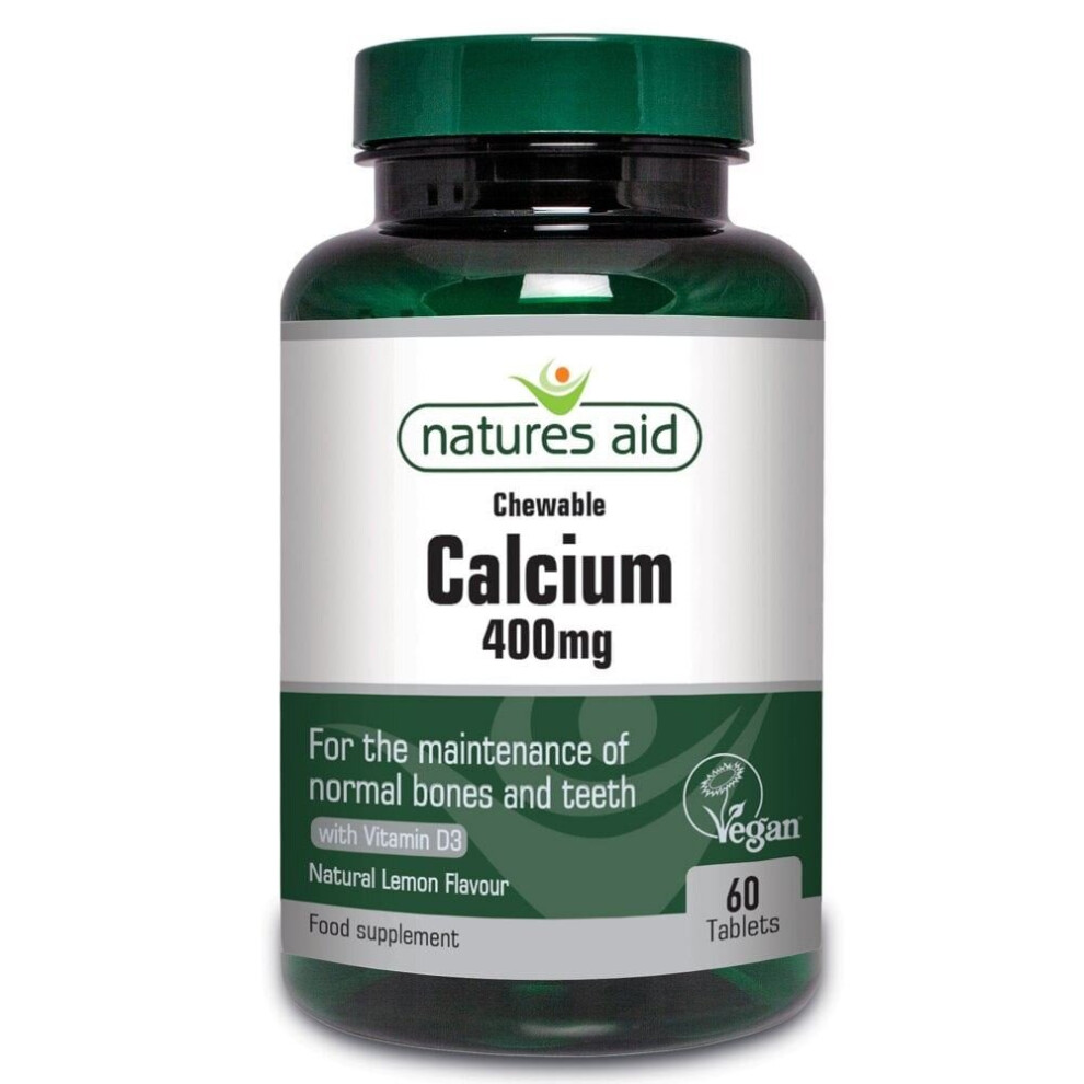 Natures Aid Calcium (chewable) - 400mg (natural Lemon Flavour) 60 Tablets