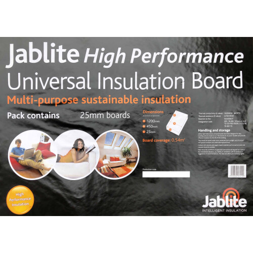 (15 Sheets) Jablite - 25mm Multi Purpose Insulation Boards Floor Wall Roof & Underfloor Heating 1