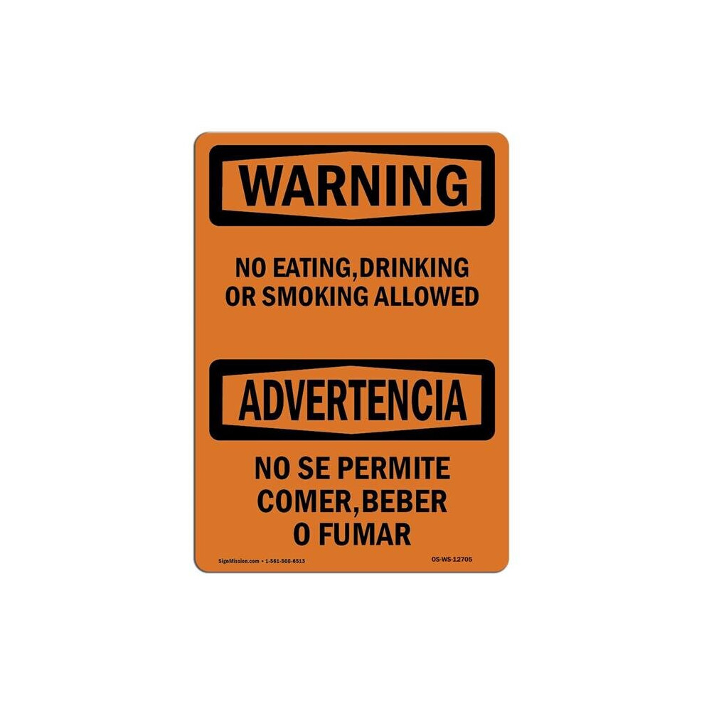 SignMission OS-WS-A-1014-L-12705 10 x 14 in. OSHA Warning Sign - No Eating, Drinking or Smoking Bilingual-image-OPC-PB55PFT-NEW
