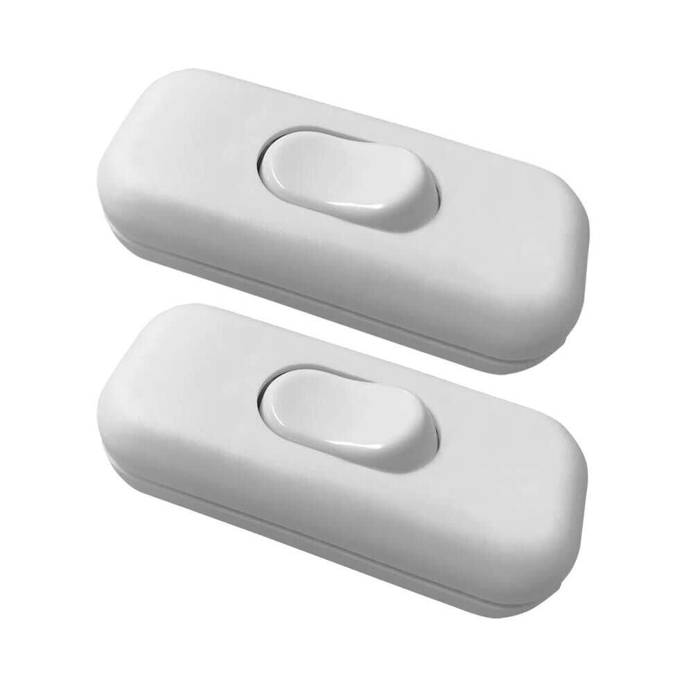 Mila-Amaz 2 Pack Torpedo Switch 6Amp Inline Switch For Small Appliance Or Lamp Accepts1-3 Core Round Or Flat Wire, White 731717538998