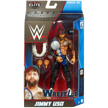 Mattel WWE Jimmy USO Elite Collection 6 Tumma Actionfigur, 15 cm Poserbar Samlarpresent för WWE-fans Från 8 år