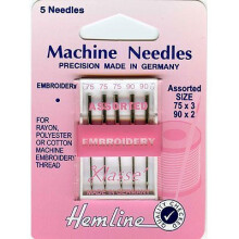Hemline H108.99 | Mixed Embroidery Machine Needles | 5x 75/11 90/14