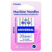 Hemline H100.80 | Med Universal/Slight Ballpoint Machine Needles | 5x 80/12