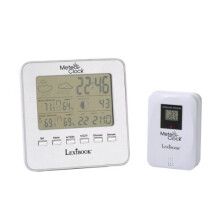 Lexibook Weather Station Meteoclock Silver, Waterproof Outdoor Sensor, Moon Phase, Alarm and Snooze Function, Battery Operated, silver, SM940