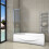 AICA Sliding Bath Screen Fixed Pivot Shower Chrome Frame 3
