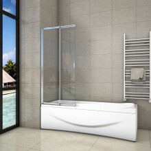 Sliding Bath Screen Fixed Pivot Shower Chrome Frame