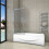 AICA Sliding Bath Screen Fixed Pivot Shower Chrome Frame 1