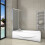 AICA Sliding Bath Screen Fixed Pivot Shower Chrome Frame 4