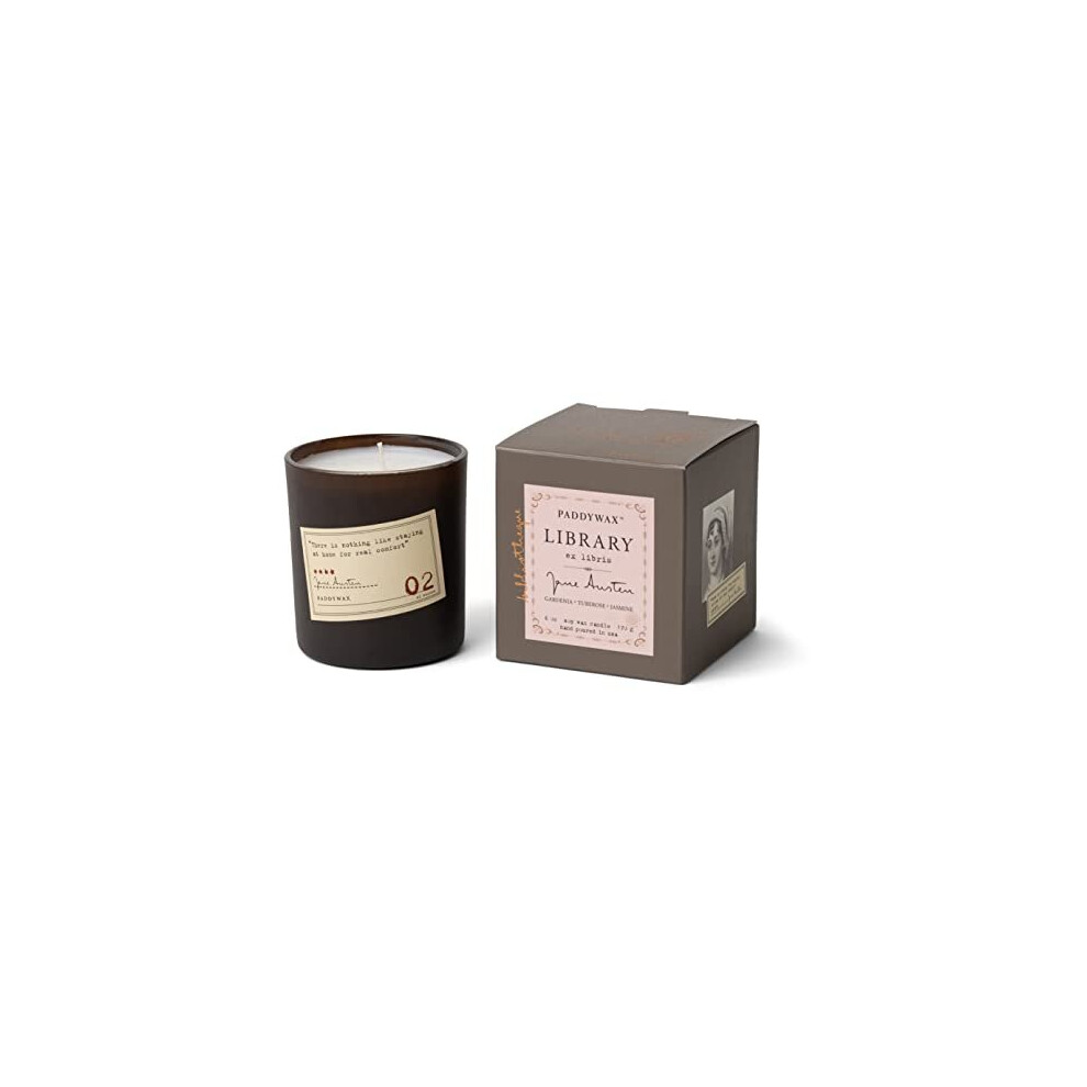 Paddywax Candles Library Collection Jane Austen Soy Wax Candle, 190ml (Gardenia, Tuberose, Jasmine), Jane Austen-image-OPC-PB55X7T-NEW