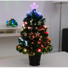 Christmas Concepts 2Ft (60Cm) Green Fibre Optic Christmas Tree With Stars And Baubles With Black Base