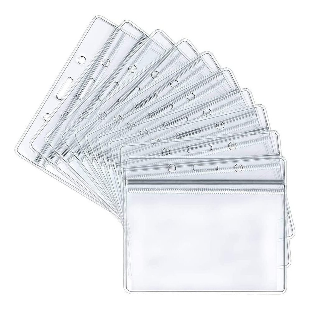 40 PCS Plastic Card Holder, Transparent Clear Horizontal Waterproof Name Tag Badge ID Card Holders ID Badge Card Plastic Wallets Pocket Holder Double