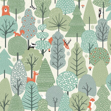 Muriva Scandi Trees Greenery Nature Wallpaper Nursery Green A96814
