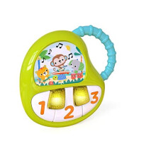 Bright Starts TropiKeys On-the-Go Light-Up Baby Piano Musical Toy with Easy-Grasp Handle, Ages 3 Months+