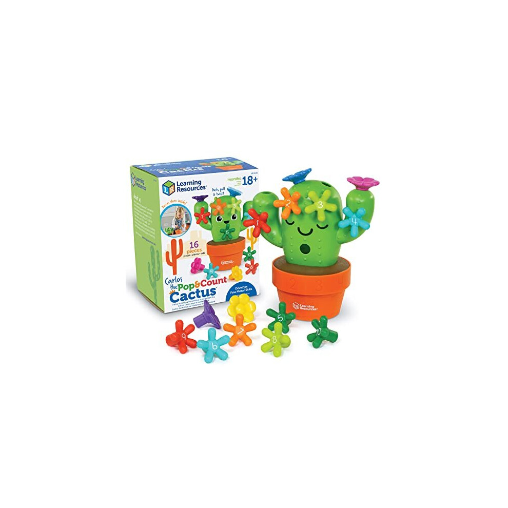 Learning Resources LER9125 Carlos The Pop & Count Cactus, Top Toddler, Preschool, Fine Motor Skills, Educational Toys, 16 Pieces, Age 18 Months